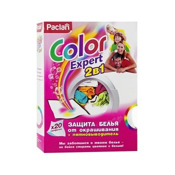 Салфетки Color Expert 2 в 1 защита белья от окрашивания пятновыводитель Paclan 20 шт