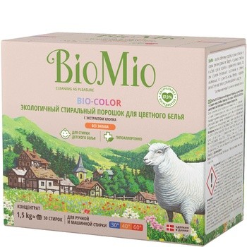 Стиральный порошок BioMio для цветного белья с экстрактом хлопка, 1,5 кг